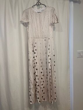 LK Bennett Cream Maxi Dress with Brown Polka Dot Print